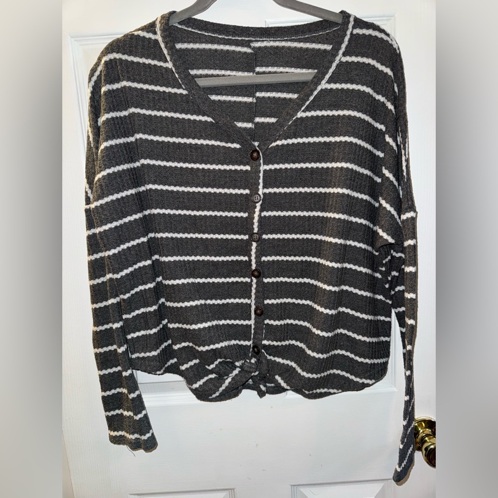 Striped Button-Up Sweater